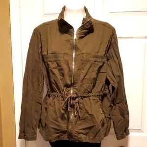 Old Navy Olive Green Women's Zip Down Drawstring Jacket - Size XXL